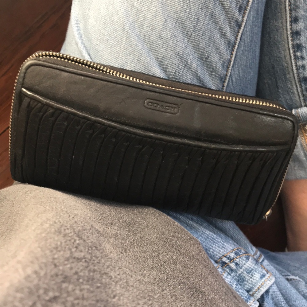 Coach wallet. Large  black leather